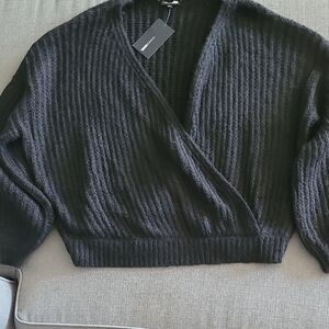 Fashion Nova Black V-Neck Sweater